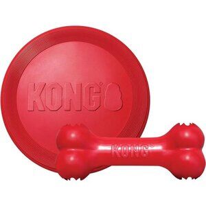 Goodie Bone & Flyer - Dog Toys to Enrich Playtime -Dog Bone & Soft Throwing Disc